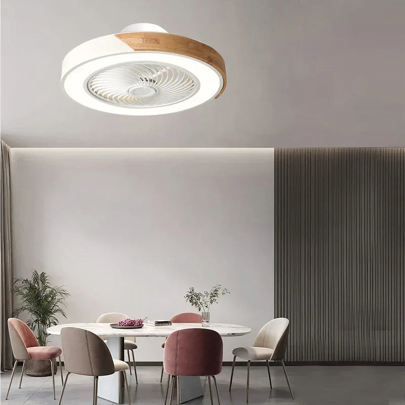 "Plafonnier ventilateur LED noir et blanc, moderne et silencieux, avec télécommande, pour salon, chambre ou salle à manger."