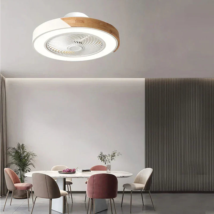 "Plafonnier ventilateur LED noir et blanc, moderne et silencieux, avec télécommande, pour salon, chambre ou salle à manger."