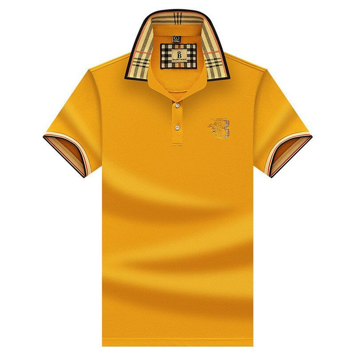 Męskie letnie polo, eleganckie i swobodne, jednokolorowe, miękka tkanina, krótkie rękawy, idealne na każdą letnią okazję.