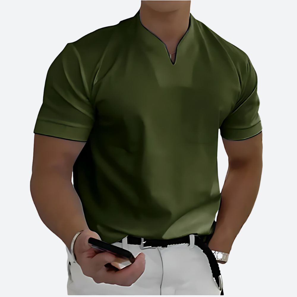 Elegancka męska koszulka polo basic, oddychający materiał, jednolity kolor, styl casual i półformalny, komfort na co dzień.