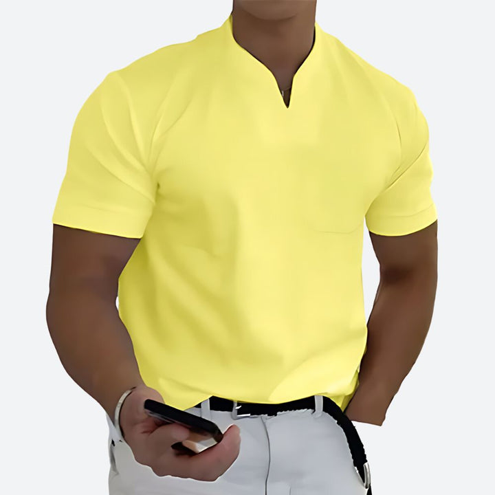 Wyszukana koszulka polo basic dla mężczyzn, oddychająca tkanina, jednolity kolor, styl casualowy i półformalny, codzienna wygoda.