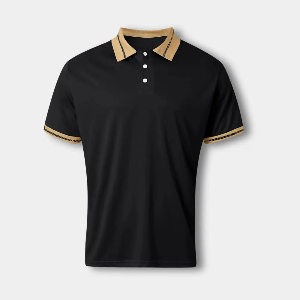 Męskie polo z krótkim rękawem i kontrastowym kołnierzykiem, elegancki design, idealne na casualowy letni styl.