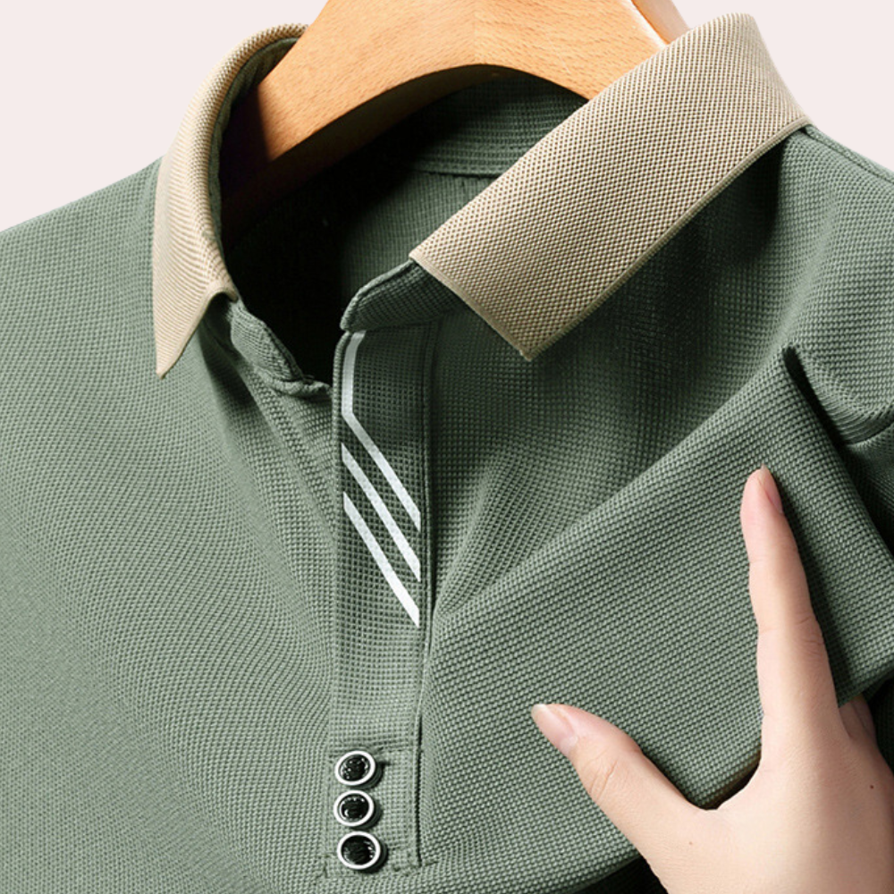 Męska koszulka polo z długim rękawem, czarna, oddychająca, idealna do stylu casual chic.