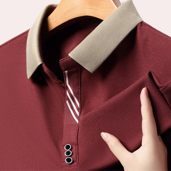 Męska koszulka polo z długim rękawem, czarna, oddychająca, idealna do stylu casual chic.