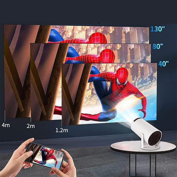 Elegancki przenośny projektor 4K HD ViewMax z szerokim obiektywem, doskonały do kina domowego, wnętrz i na zewnątrz