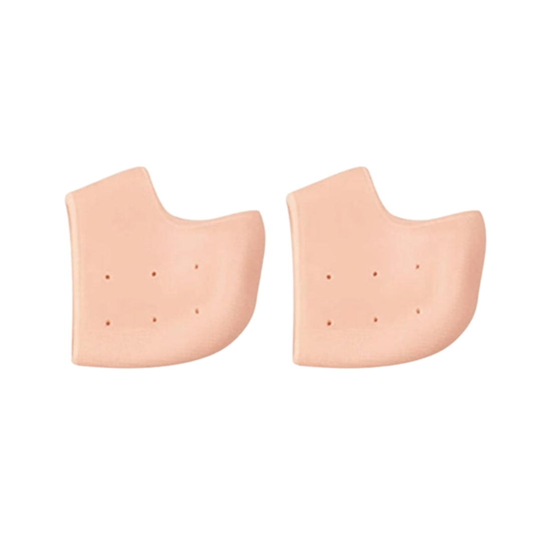 Przejrzysta, elastyczna silikonowa osłona na piętę, widok z góry, dodatek komfortu dla kobiet, dopasowujący się do każdego obuwia