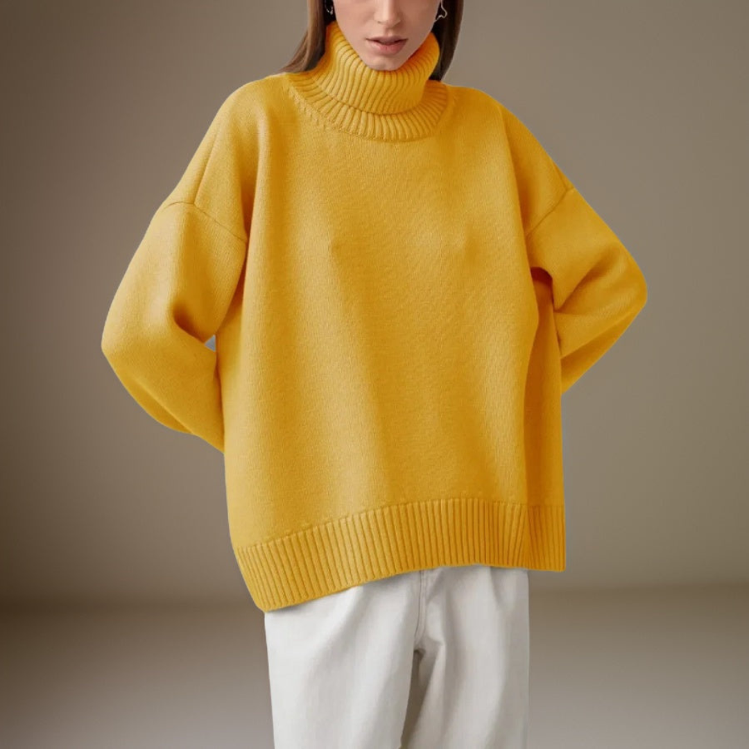 Elegancki damski sweter z golfem na zimę, nowoczesny design, długie rękawy, miękki i oddychający materiał, modny wygląd.