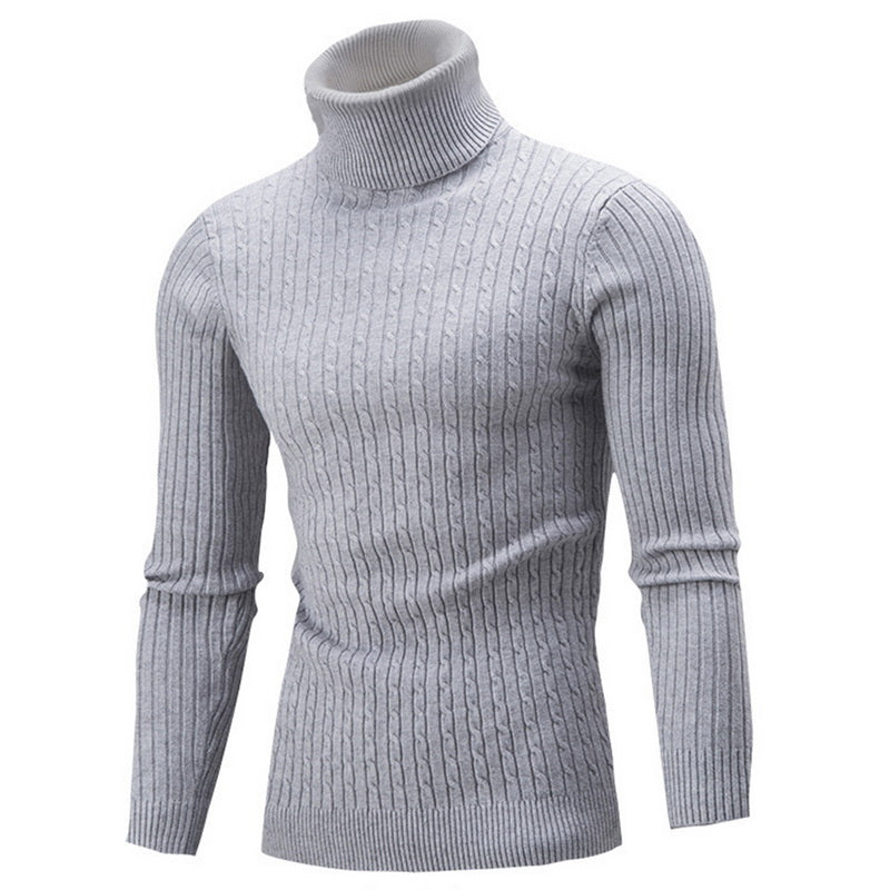 Elegancki i ciepły męski golf, wyrafinowany design, idealny na zimę, jednolity kolor, pasuje na każdą okazję.