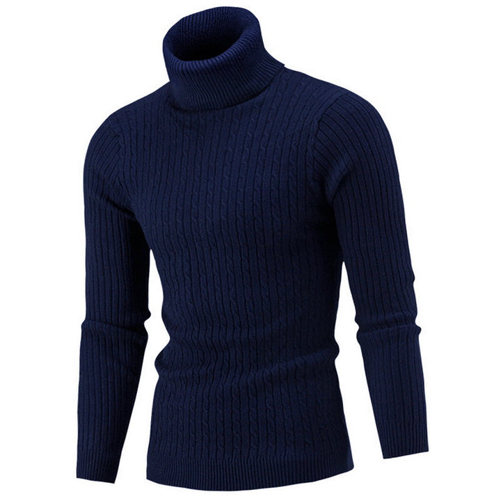 Elegancki i ciepły męski golf, wyrafinowany design, idealny na zimę, jednolity kolor, pasuje na każdą okazję.