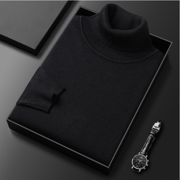 Męski sweter z golfem Brylon, elegancki i komfortowy, w kolorze niebieskim - widok z profilu
