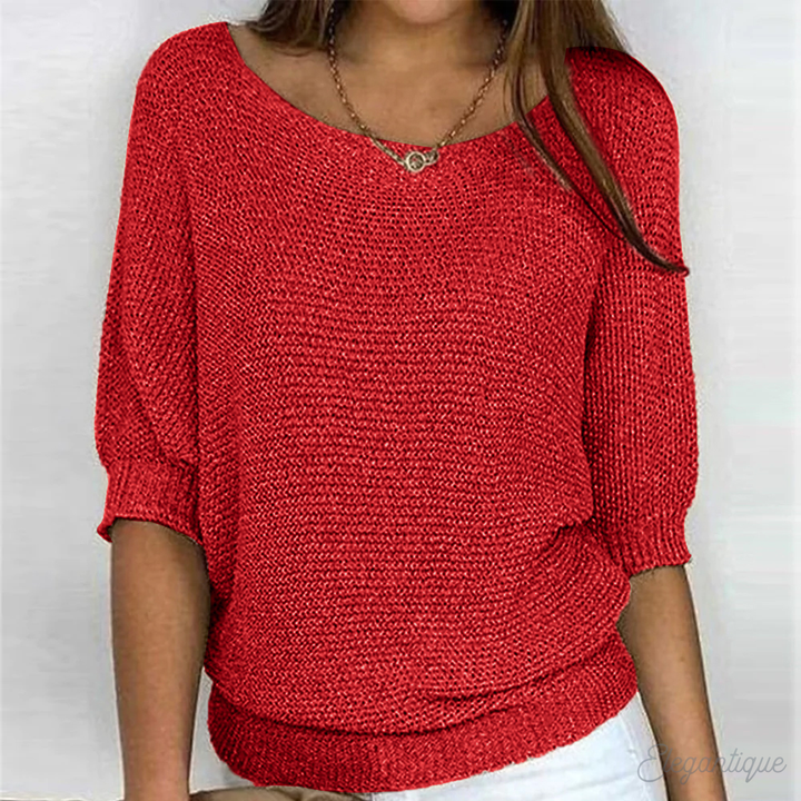 Sweter damski casualowy z miękkiej wełny, neutralny kolor, okrągły dekolt, ściągacze, uniwersalny do eleganckich stylizacji.