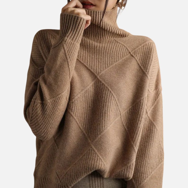 Modny damski sweter kaszmirowy z golfem, zapewniający ciepło i komfort, dostępny w różnych kolorach.