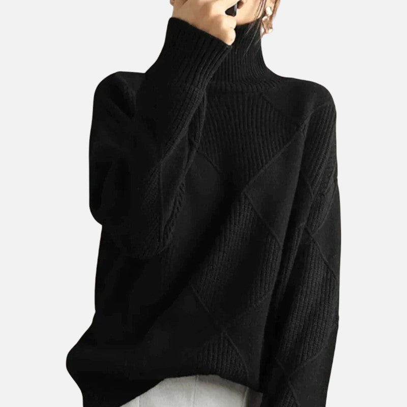 Damski sweter z golfem, wykonany z wysokiej jakości kaszmiru, idealny do eleganckich stylizacji.