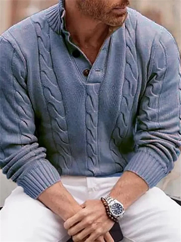 Męski sweter V-neck w stylu vintage, długie rękawy, elegancki komfort, klasyczny zimowy styl.