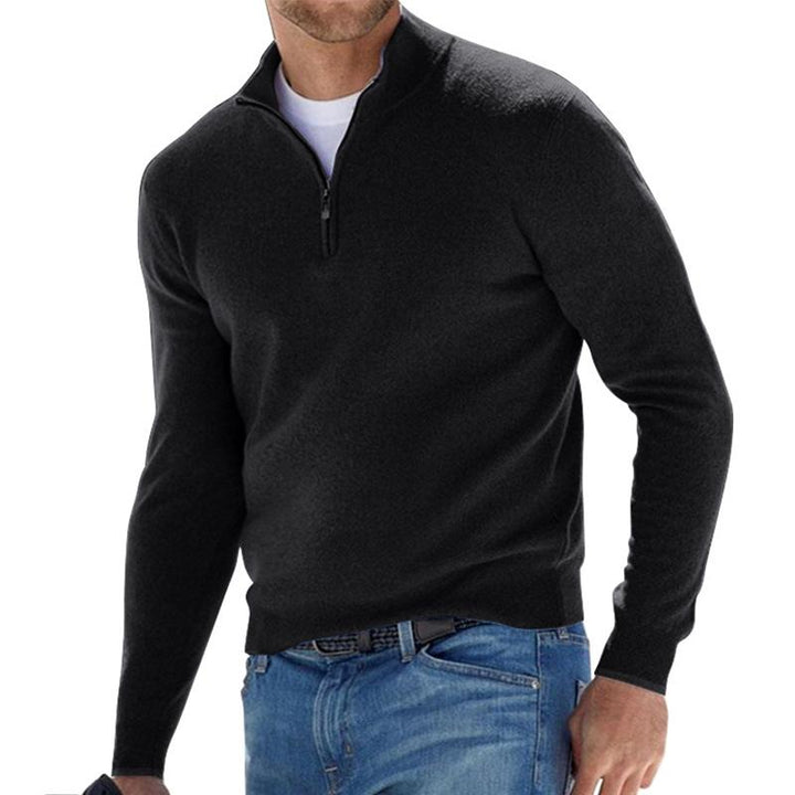 Męski sweter z ciepłej wełny, miękka tekstura, dopasowany krój, wszechstronny, elegancki, dostępny w wielu kolorach.