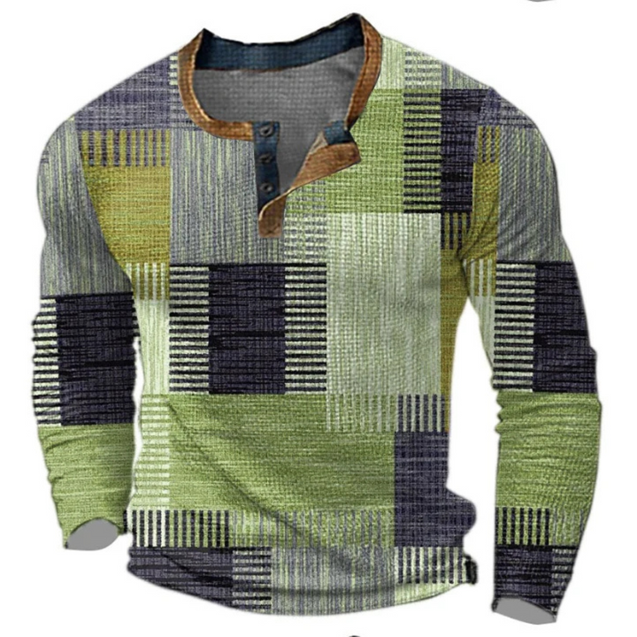 Nowoczesny męski sweter, gruby splot, elegancki design. Męska odzież wierzchnia na jesień i zimę.
