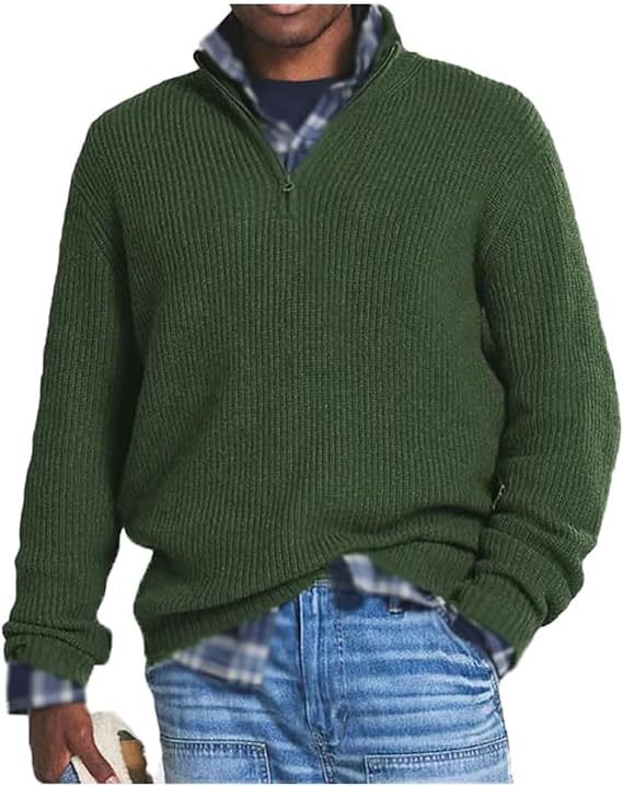 Męski sweter bawełniany zapinany na zamek, ciemnoniebieski, wygodny i elegancki, idealny na zimę i do wszechstronnych stylizacji.