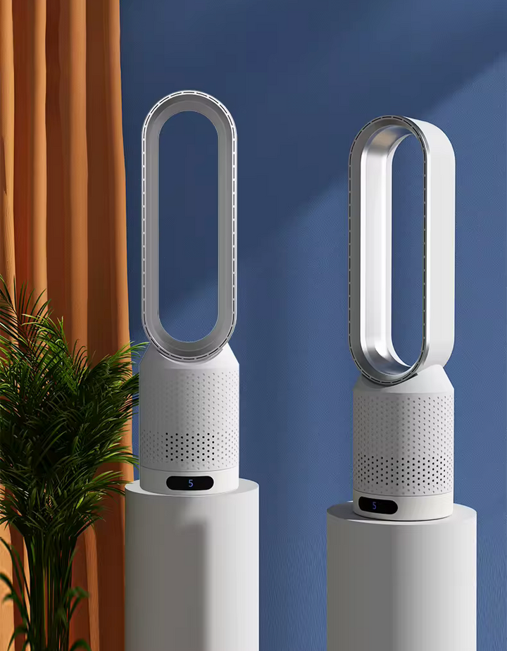 Nowoczesny klimatyzator 3 w 1 z filtrem HEPA, kompaktowy design, oczyszcza i chłodzi powietrze, idealny dla zdrowego klimatu wewnętrznego.