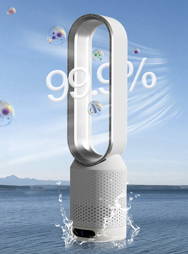 Nowoczesny klimatyzator 3 w 1 z filtrem HEPA, kompaktowy design, oczyszcza i chłodzi powietrze, idealny dla zdrowego klimatu wewnętrznego.