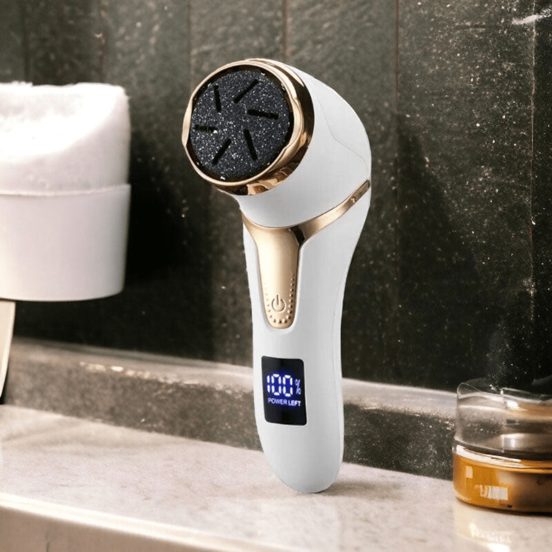 Akumulatorowy elektryczny pilnik do stóp, usuwa zrogowacenia, gładkie stopy, ergonomiczny design, czarny lub biały