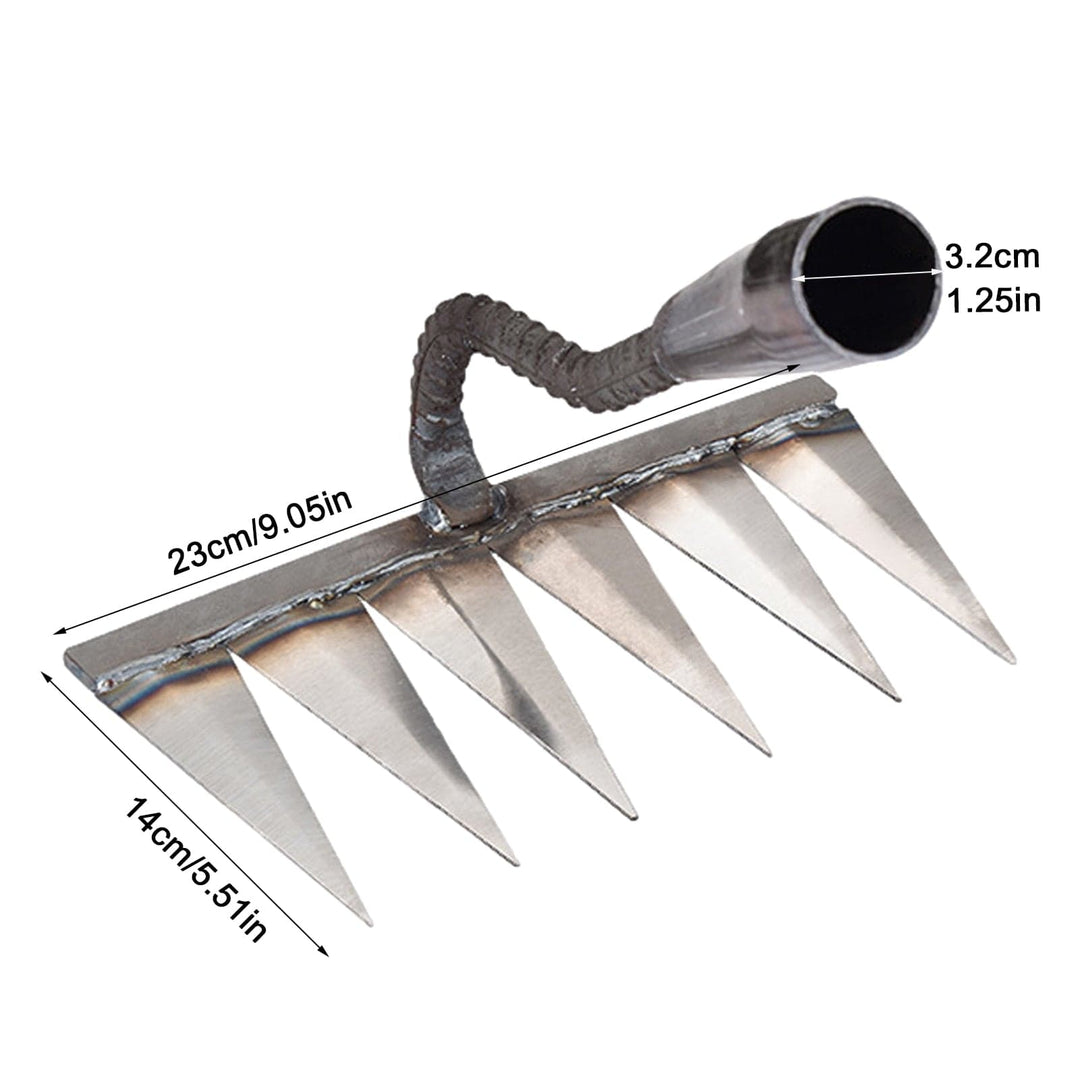 Stalowe grabie do pielenia Jardioui, skuteczne do wyrywania chwastów z ogrodu, dostępne w wersjach z 5, 6, 7 zębami.