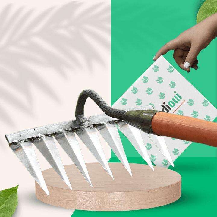 Stalowe grabie do pielenia Jardioui, skuteczne do wyrywania chwastów z ogrodu, dostępne w wersjach z 5, 6, 7 zębami.