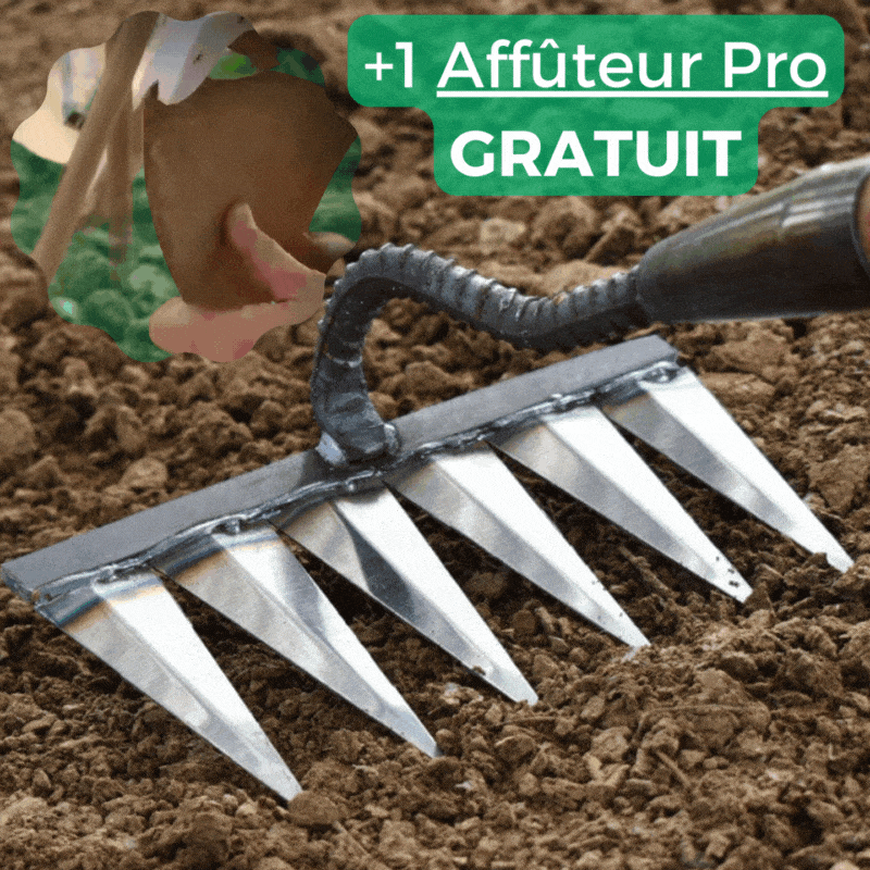 Stalowe grabie do pielenia Jardioui, skuteczne do wyrywania chwastów z ogrodu, dostępne w wersjach z 5, 6, 7 zębami.