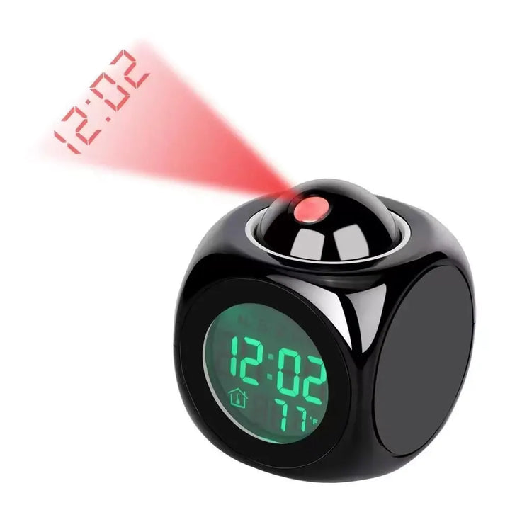 Cyfrowy budzik LED ProjecTime z projekcją czasu na ścianie, kompaktowy nowoczesny design, jasny wyświetlacz.