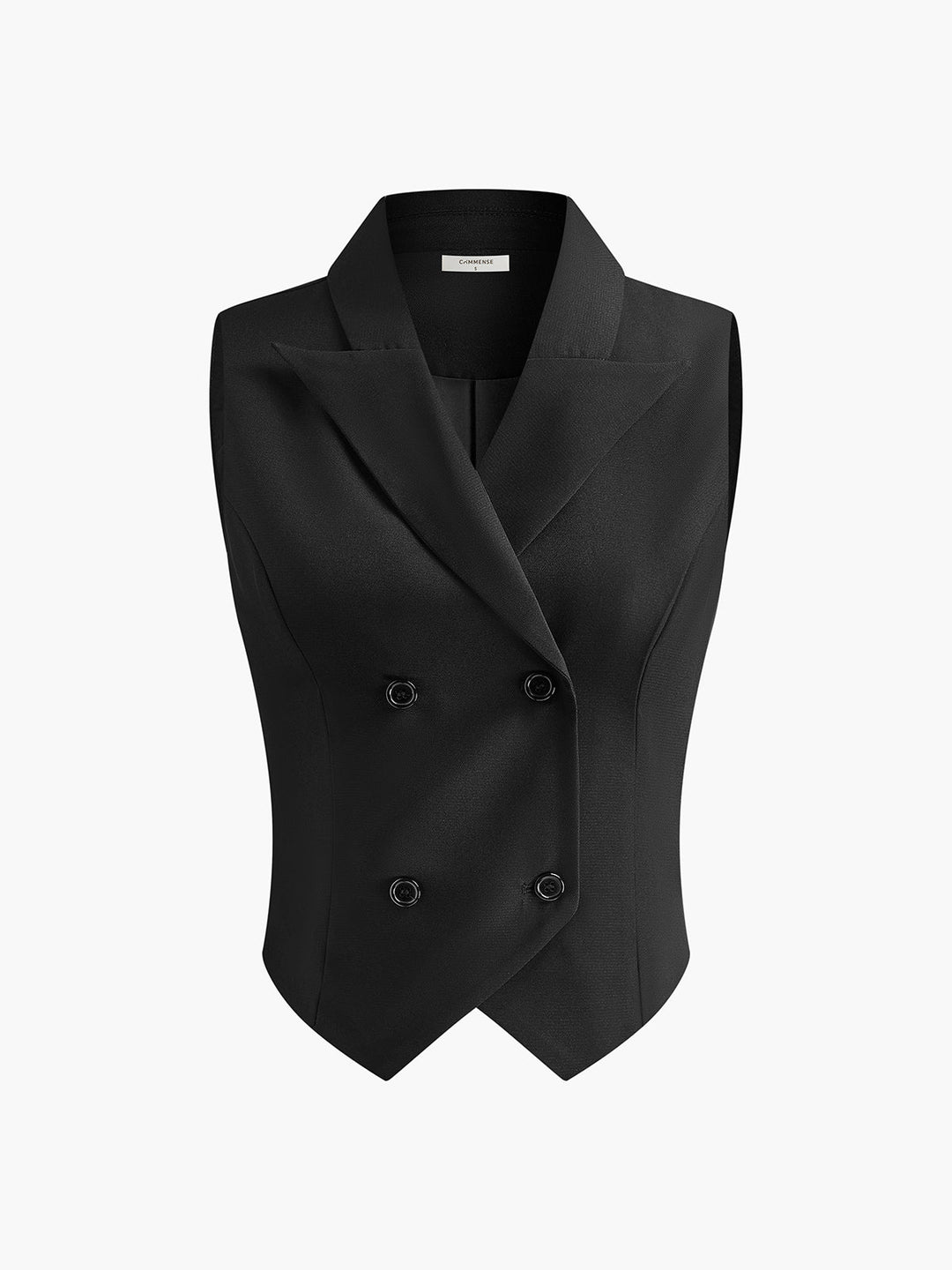 Elegancka sukienka blazer bez rękawów, z szykownym plisowanym wzorem, dopasowanym krojem i kołnierzem z klapami, idealna na specjalne okazje.