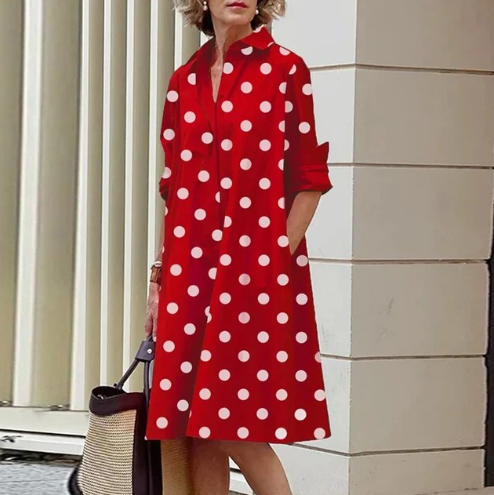 Jednolita koszulowa sukienka dla kobiet, elegancki i swobodny krój, dostępna w wielu żywych kolorach.