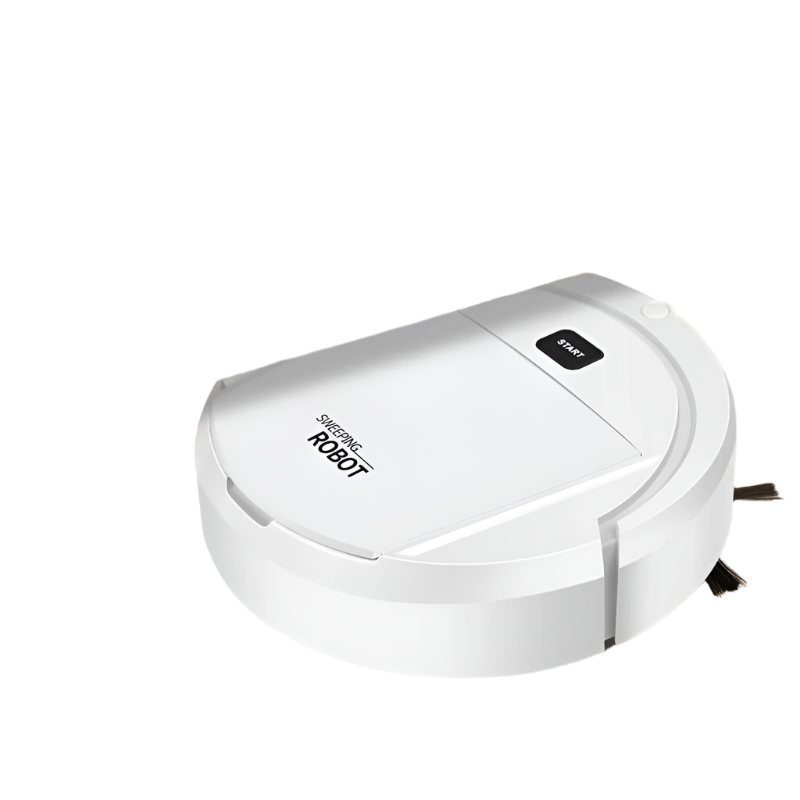 Czarno-biały robot odkurzający 3-w-1, kompaktowa konstrukcja, odkurza, zamiata, zmywa, idealny do wydajnego i cichego sprzątania domu