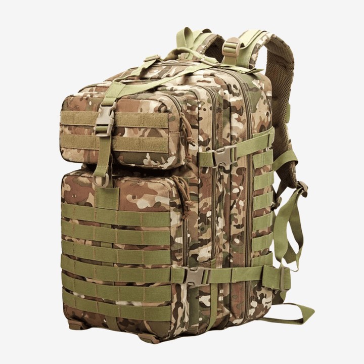 Wodoodporny plecak 50L z wytrzymałego nylonu, z trzema przegródkami, systemem MOLLE, idealny na świeżym powietrzu i piesze wycieczki.