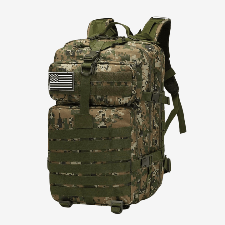 Wodoodporny plecak 50L z wytrzymałego nylonu, z trzema przegródkami, systemem MOLLE, idealny na świeżym powietrzu i piesze wycieczki.