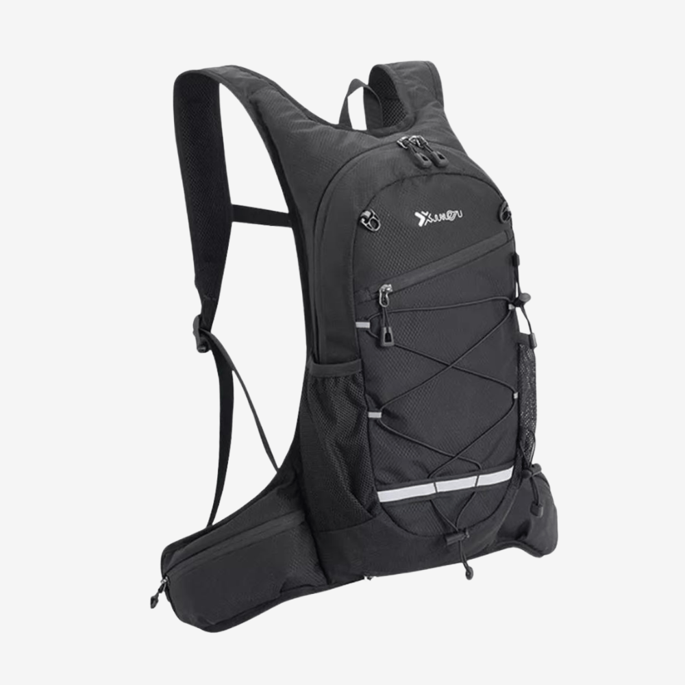 Lekki plecak do wędrówek i jazdy na rowerze, z oddychającą siatką na plecach, kompaktową i wytrzymałą konstrukcją, idealny na świeżym powietrzu.