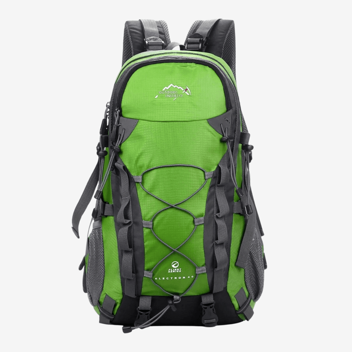 Niebieski plecak trekkingowy 40L, wentylowane plecy, regulowane szelki, idealny na wędrówki, duża pojemność, ergonomiczny design.