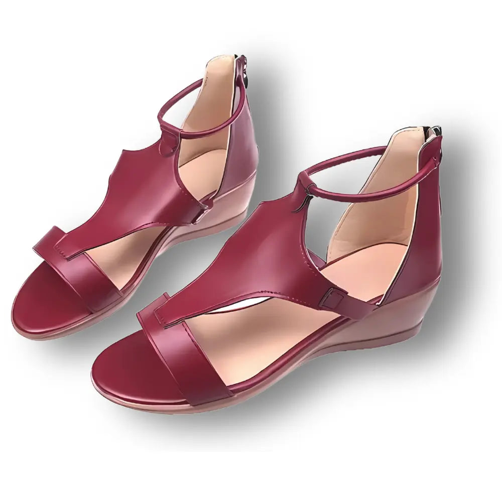 Damskie ortopedyczne sandały na koturnie, obcas 5 cm, kolor brązowy, elegancki i wygodny design do codziennego użytku