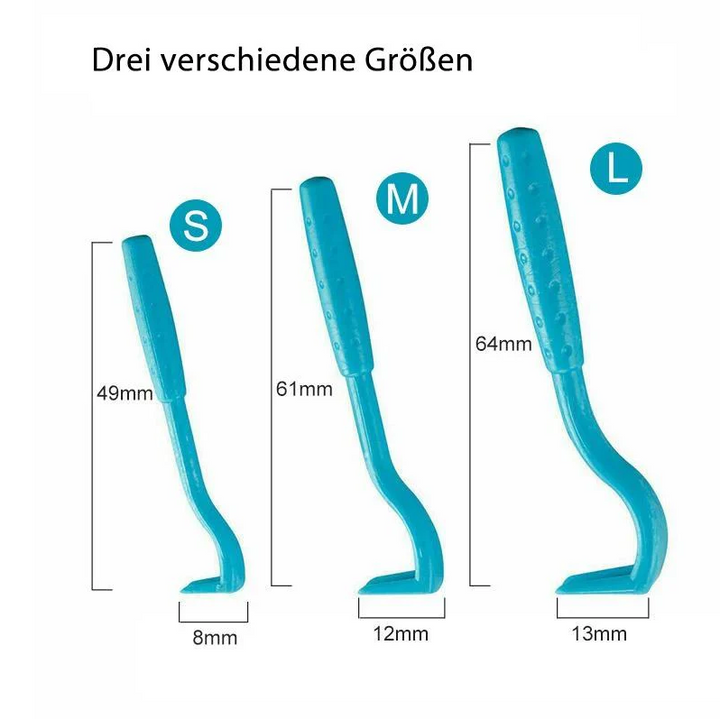 Zestaw haczyków do usuwania kleszczy dla zwierząt, 3 rozmiary, funkcjonalny design, bezpieczne i bezbolesne usuwanie dla wszystkich zwierząt.