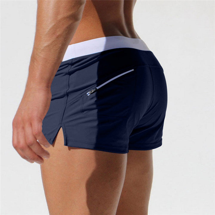 Męskie kąpielówki, wygodne, szybkoschnące, z eleganckim miejskim designem, elastyczny materiał dla swobody ruchów.