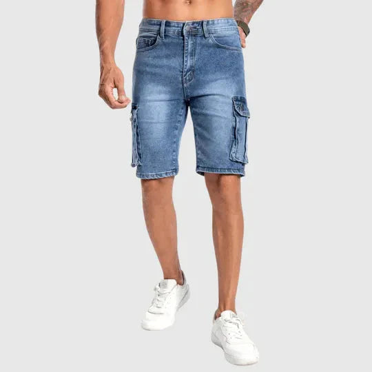 Męskie szorty dżinsowe Raphaël w kolorze niebieskim denim, nowoczesny krój, idealne na lato, wygodne i uniwersalne.