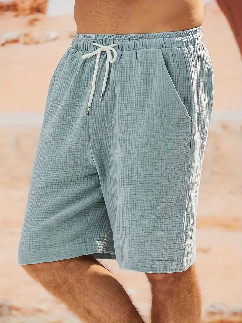 Męskie szorty casualowe, lekki materiał, różne letnie kolory, idealne na plażę lub letnie grille.