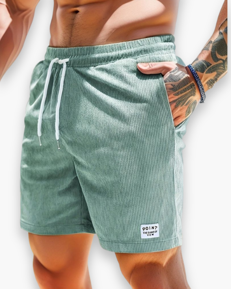 Męskie szorty letnie, casualowe, z lekkiego materiału, nowoczesny design, idealne na upalne dni i aktywności na świeżym powietrzu.