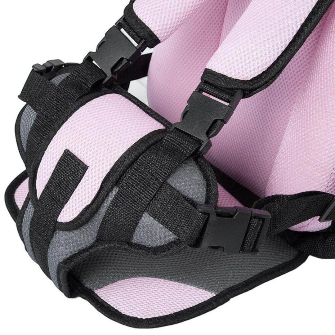 Fotelik samochodowy dla dzieci z 5-punktową uprzężą, bawełnianymi poduszkami, przewiewną tkaniną, w różnych kolorach, dla bezpieczeństwa i komfortu.