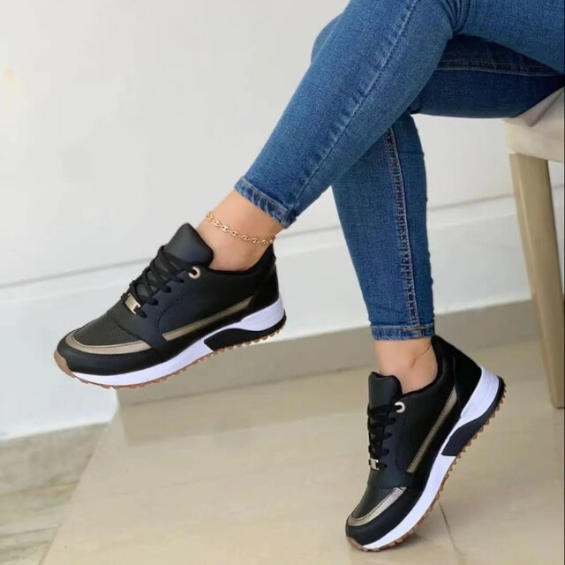 Nowoczesne damskie sneakersy, wytrzymałe sznurowadła, gruba podeszwa dla optymalnego komfortu, elegancki design