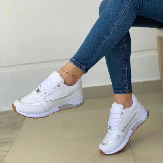 Nowoczesne damskie sneakersy, wytrzymałe sznurowadła, gruba podeszwa dla optymalnego komfortu, elegancki design