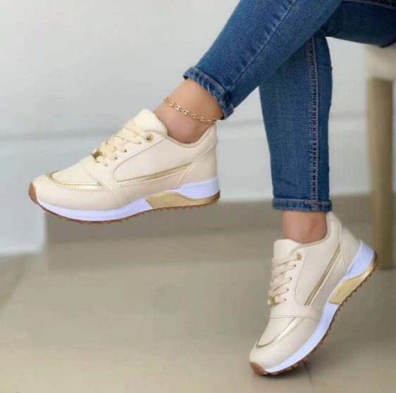 Nowoczesne damskie sneakersy, wytrzymałe sznurowadła, gruba podeszwa dla optymalnego komfortu, elegancki design