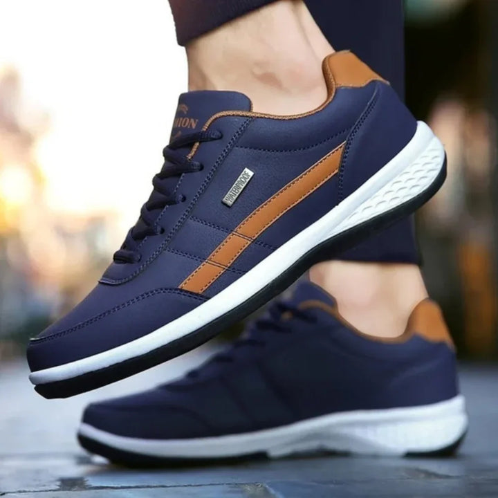Męskie sneakersy ortopedyczne, nowoczesny design, komfort i wsparcie, antypoślizgowa podeszwa.