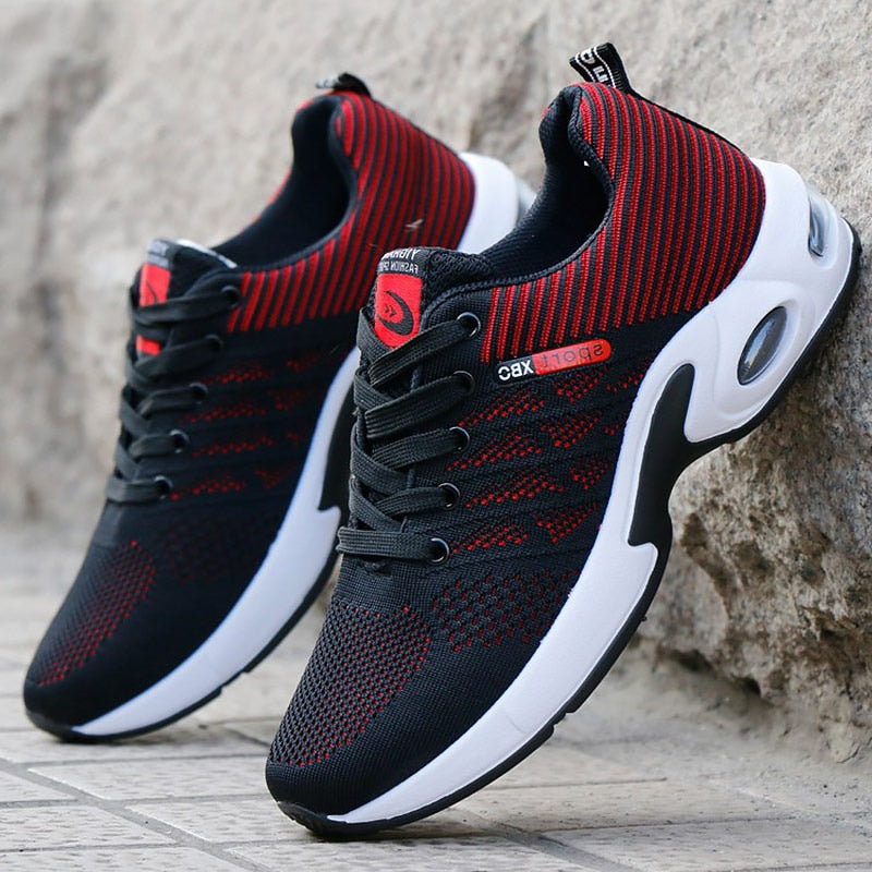 Męskie sneakersy ortopedyczne, eleganckie, w kolorze czerwonym, niebieskim lub czarnym, z antypoślizgową podeszwą, nowoczesny komfort i styl.