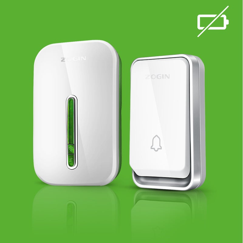 Ekologiczny, bezprzewodowy dzwonek bez baterii, zamontowany obok drzwi, wodoodporny i trwały, z wskaźnikiem LED.