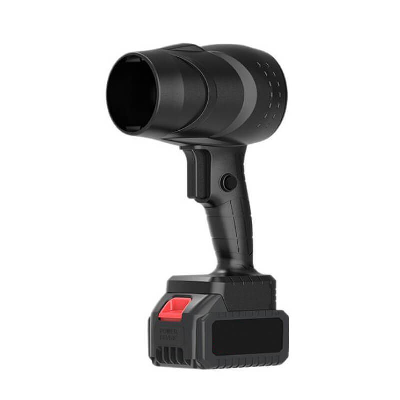 Srebrna dmuchawa wysokociśnieniowa StormJet na białym tle, przedstawiająca ergonomiczny design i mocne nadmuchy powietrza do czyszczenia.