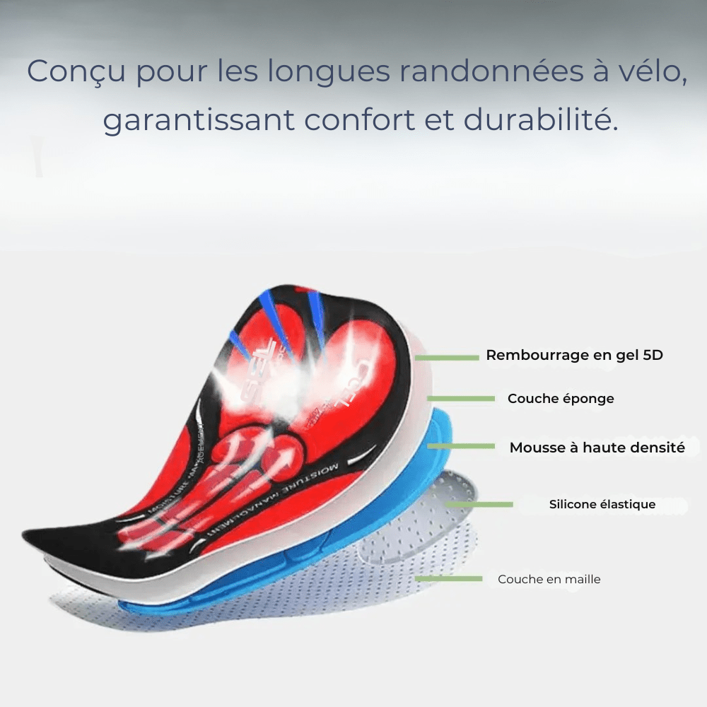 "Sous-short vélo rembourré gel respirant, noir, design ergonomique, pour confort et performance cyclisme."